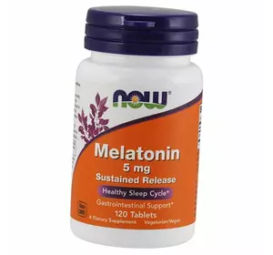 Мелатонин медленного высвобождения, Melatonin 5 Sustained Release, Now Foods  120таб (72128068)