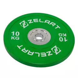 Блины (диски) бамперные для кроссфита TA-7798 Zelart  10кг  Зеленый (58363208)