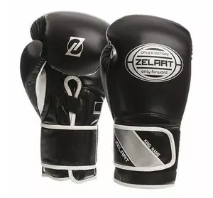 Перчатки боксерские BO-1361 Zelart  12oz Черно-серебряный (37363054)