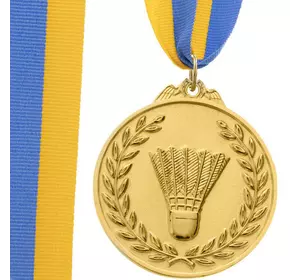 Медаль спортивная с лентой двухцветная Бадминтон C-7027 FDSO    Золотой (33508345)