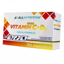 Витамин С с Витамином Д3, Vitamin C + D3, All Nutrition  30капс (36003018)