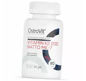 Витамин К2, Менахинон-7, Vitamin K2 200 Natto MK-7, Ostrovit  90таб (36250058)