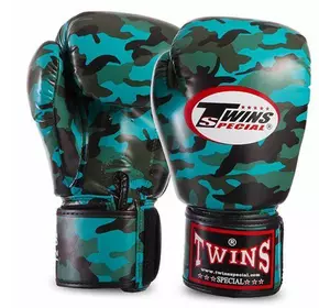 Перчатки боксерские FBGVS3-ML Twins  16oz Камуфляж бирюзовый (37426098)