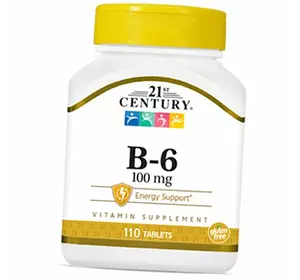 Витамин В6 (Пиридоксин), Vitamin B-6 100, 21st Century  110таб (36440058)
