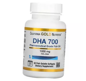 Докозагексаеновая Кислота, DHA 700 Fish Oil Pharmaceutical Grade, California Gold Nutrition  30гелкапс (67427008)