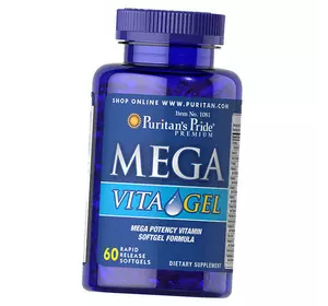 Витаминно-минеральный комплекс, Mega Vita Gel, Puritan's Pride  60гелкапс (36367012)