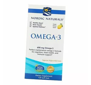 Очищенный рыбий жир, Омега 3, Omega-3, Nordic Naturals  120гелкапс Лимон (67352015)