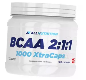 ВСАА, Аминокислоты, BCAA 2:1:1 1000 Xtra, All Nutrition  180капс (28003004)