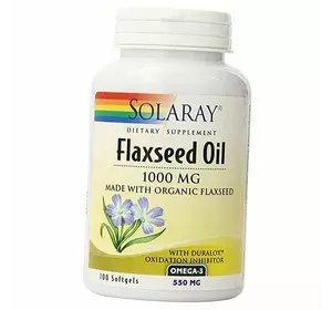 Льняное Масло, Flaxseed Oil, Solaray  100гелкапс (67411001)