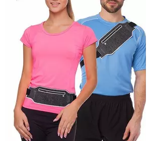 Ремень-сумка спортивная для бега и велопрогулки 10500A FDSO   Серо-черный (39508042)