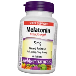 Мелатонин повышенной силы, Melatonin Extra Strength 5, Webber Naturals  60таб (72485002)