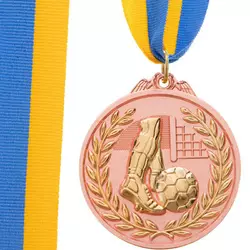 Медаль спортивная с лентой двухцветная Футбол C-7030     Бронзовый (33508323)