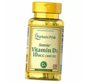 Витамин Д3, Холекальциферол, Vitamin D3 400, Puritan's Pride  250таб (36367014)