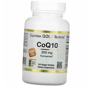 Коэнзим Q10, Убихинон класса USP, CoQ10 200, California Gold Nutrition  120вег.гелкапс (70427005)