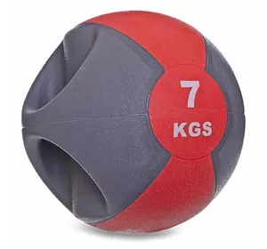Мяч медицинский медбол с двумя рукоятками Modern FI-2619 Zelart  7кг  Серо-красный (56363018)