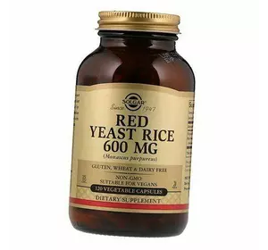 Красный дрожжевой рис, Red Yeast Rice 600, Solgar  120вегкапс (71313028)