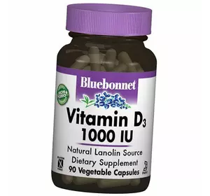 Витамин Д3, Vitamin D3 1000 Caps, Bluebonnet Nutrition  90вегкапс (36393006)