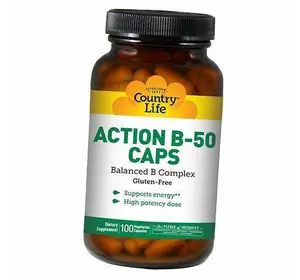 Витамины группы В, Action B-50, Country Life  100вегкапс (36124003)