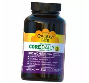 Мультивитамины для женщин, Core Daily-1 For Women 50+, Country Life  60таб (36124039)
