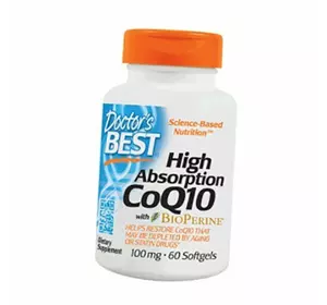 Коэнзим Q10 с Высокой степенью всасывания с Bioperine, High Absorption CoQ10 100 Softgel, Doctor's Best  60гелкапс (70327011)