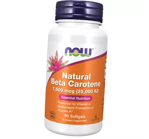 Натуральный Бета Каротин, Natural Beta Carotene 25000, Now Foods  90гелкапс (72128059)