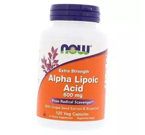 Альфа Липоевая кислота, усиленное действие, Alpha Lipoic Acid 600, Now Foods  120вегкапс (70128006)