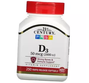 Витамин Д3, Vitamin D3 2000, 21st Century  250гелкапс (36440091)