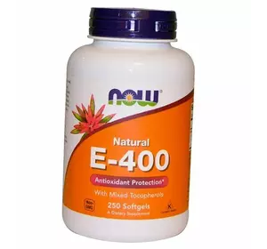 Витамин Е, Смесь токоферолов, Vitamin E-400 With Mixed Tocopherols, Now Foods  250гелкапс (36128370)