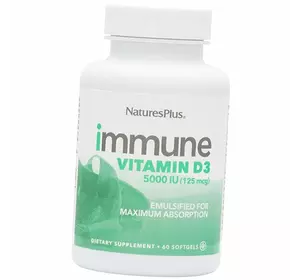 Витамин Д3 для иммунитета, Immune Vitamin D3 5000, Nature's Plus  60гелкапс (36375174)