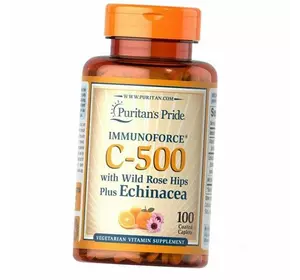 Витамин С с Шиповником и Эхинацеей, Vitamin C-500 with Rose Hips & Echinacea, Puritan's Pride  100каплет (36375182)