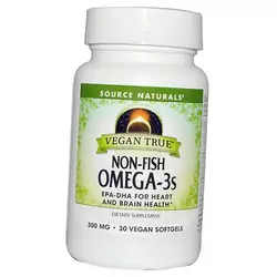 Омега-3 из морских водорослей для веганов, Non-Fish Omega-3s, Source Naturals  30вег.гелкапс (67355006)