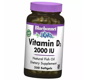Витамин Д3, Vitamin D3 2000, Bluebonnet Nutrition  250гелкапс (36393009)