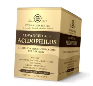 Пробиотики для людей старше 40 лет, Advanced 40 plus Acidophilus, Solgar  120вегкапс (69313003)