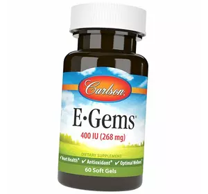 Витамин Е, Смесь токоферолов, E-Gems 400, Carlson Labs  60гелкапс (36353086)