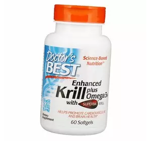 Омега 3 крилевое масло, Enhanced Krill Plus Omega3s, Doctor's Best  60гелкапс (67327002)