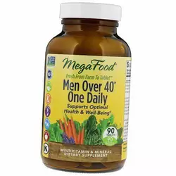 Витамины для мужчин после 40 лет, Men Over 40 One Daily, Mega Food  90таб (36343004)