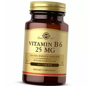 Витамин В6 (Пиридоксин), Vitamin B6 25, Solgar  100таб (36313170)