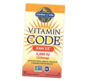 Сырой Витамин Д3, Vitamin Code Raw D3 5000, Garden of Life  60вегкапс (36473014)