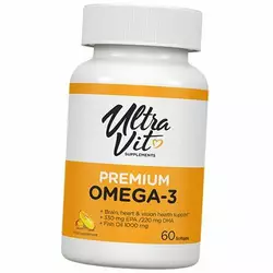 Рыбий жир Омега-3, UltraVit Premium Omega-3, VP laboratory  60гелкапс (67099005)