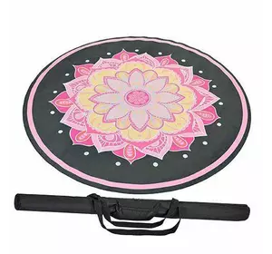 Коврик для йоги круглый с чехлом FI-6218     Черно-розовый Огненный Цветок (56429501)