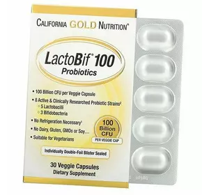 Пробиотики, LactoBif Probiotics 100 Billion, California Gold Nutrition  30вегкапс (69427003)