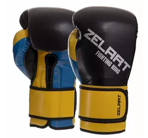 Перчатки боксерские BO-2887 Zelart  10oz Сине-желто-черный (37363119)
