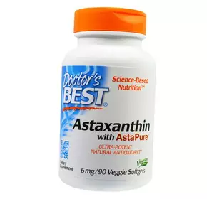 Астаксантин с AstaReal, Astaxanthin 6, Doctor's Best  90вег.гелкапс (70327009)