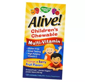 Витамины для детей, Alive! Children's Chewable Multi-Vitamin, Nature's Way  120таб Апельсин-ягода (36344006)