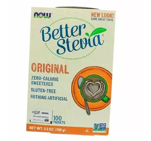 Стевия, подсластитель, не содержащий калорий, Better Stevia Packets, Now Foods  100пак Без вкуса (05128004)