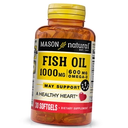 Омега 3 для сердца, Fish Oil 1000 Omega 3 600, Mason Natural  30гелкапс (67529004)