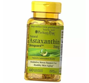 Натуральный Астаксантин, Natural Astaxanthin 5 , Puritan's Pride  60гелкапс (70367009)