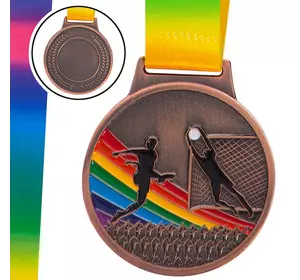 Медаль спортивная с лентой цветная Футбол C-0342     Бронзовый (33508322)
