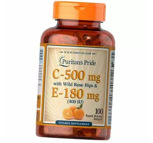 Витамин С и Е, Vitamin C & E, Puritan's Pride  100гелкапс (36367194)