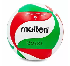 Мяч волейбольный V5M2700 Molten  №5 Бело-красно-зеленый (57483023)